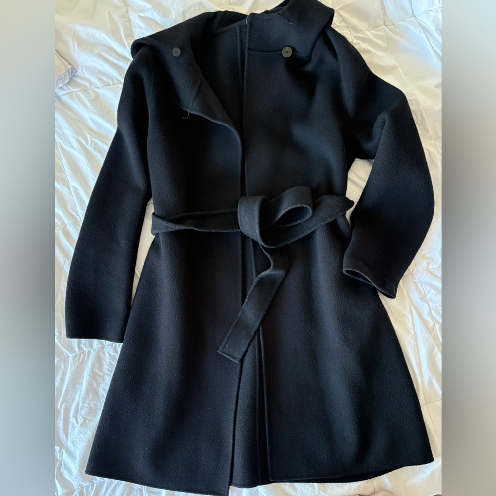 Theory Black Wool Blend Coat